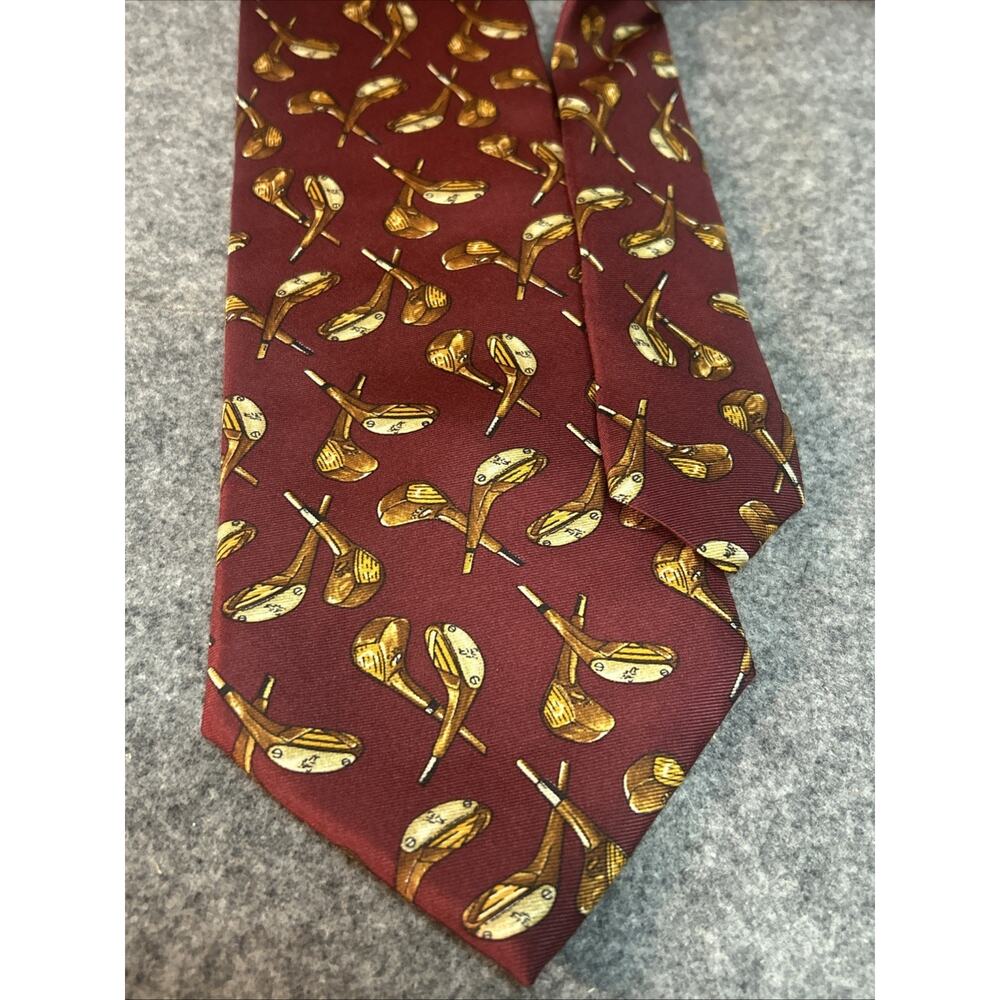 Les Copains Men's Tie Golf Drivers And Woods 100% Silk Vintage New With Tags
